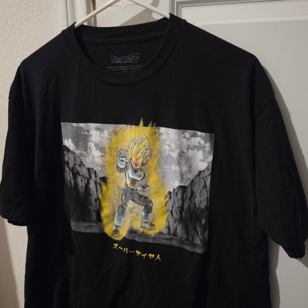 Dragon Ball Z Vegeta Super Saiyan Graphic Tee Mens XL Black Toei Animation Shirt